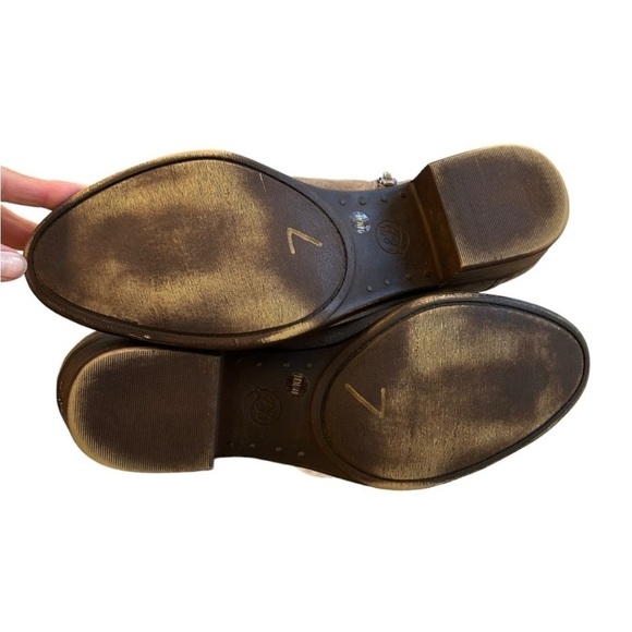 Women's Taupe Brown Ankle Booties Leather Suede Lucky Brand 10 - Picture 6 of 8